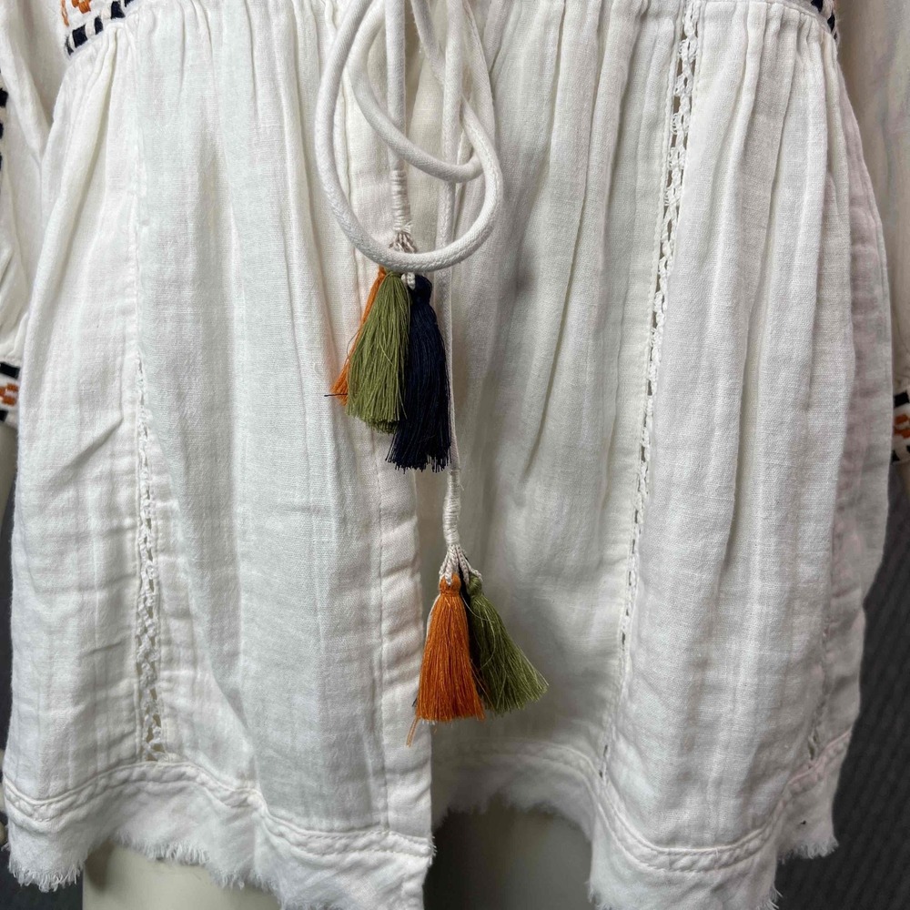 Sundance Marshmallow Embroidered Tassel Tie Open Front Bohemian Jacket‎ Womens L - Picture 6 of 12